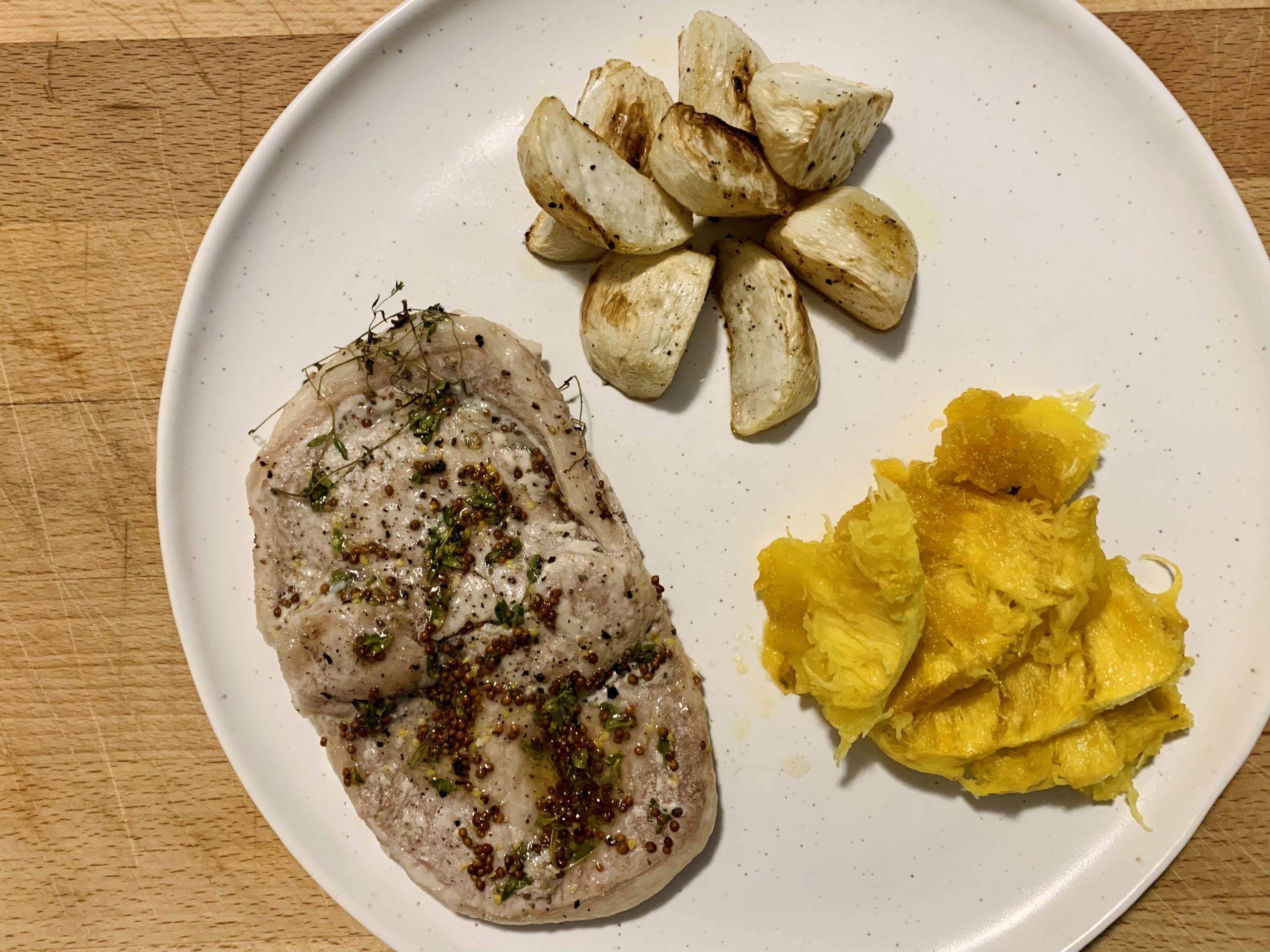 Mustard, Thyme and Honey Butterfly Pork Chops