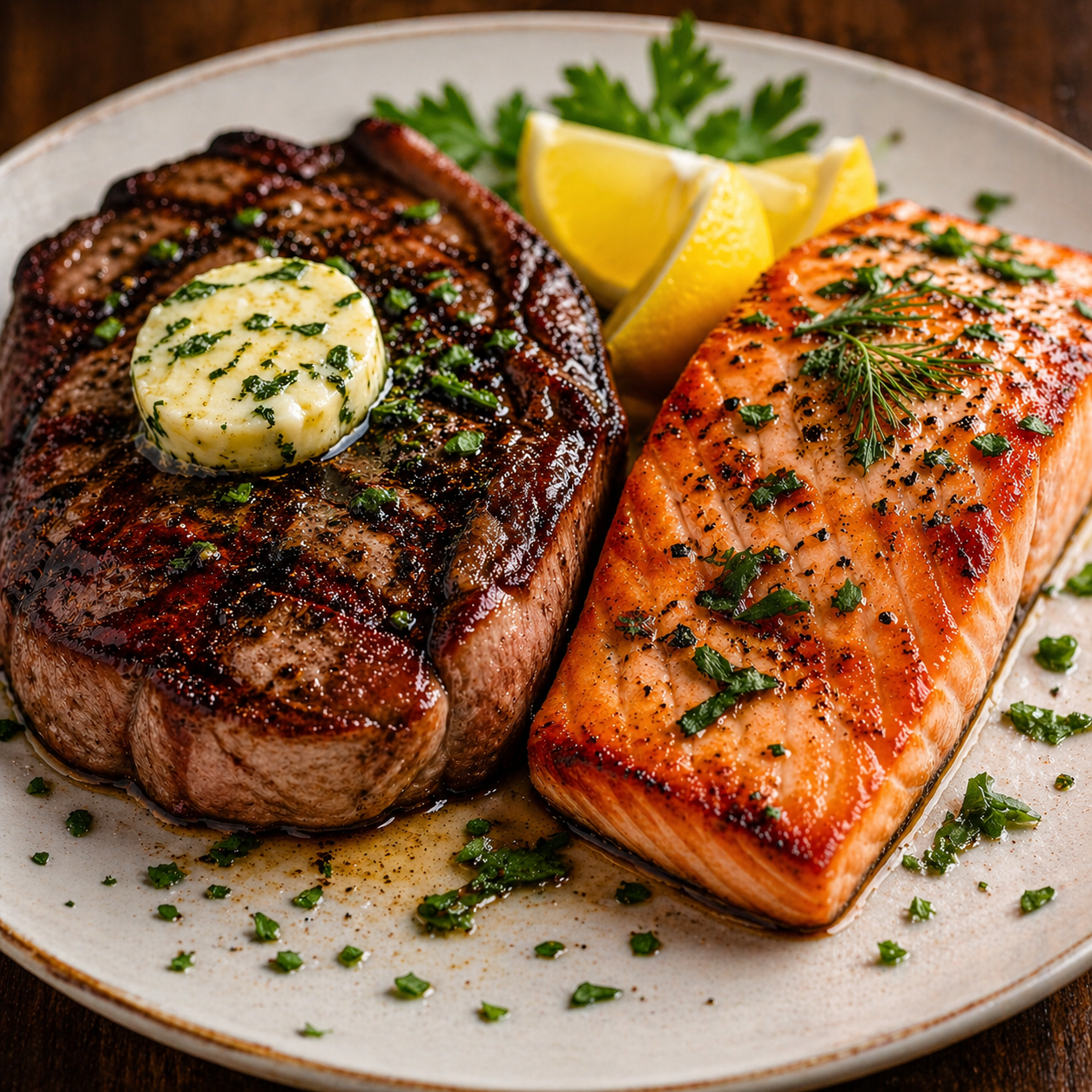 Surf and Turf - Steak & Salmon